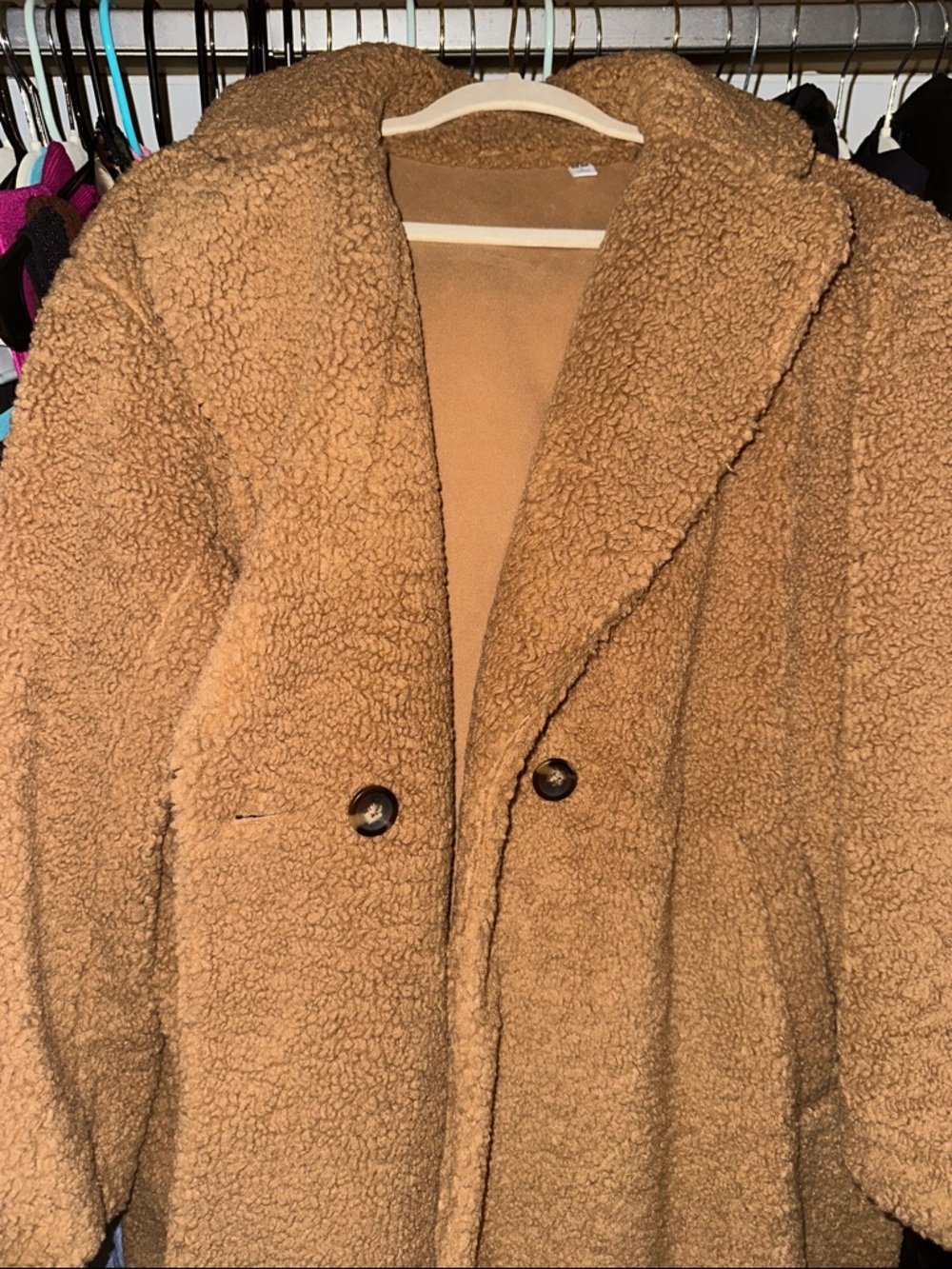 Uniqlo Chestnut Teddy Longline Coat - Warm Brown - Picture 4 of 5